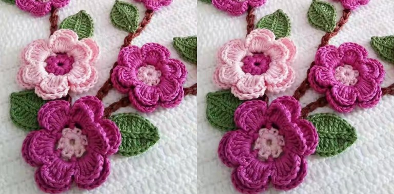 Crocheted Pansies In Box Frame
