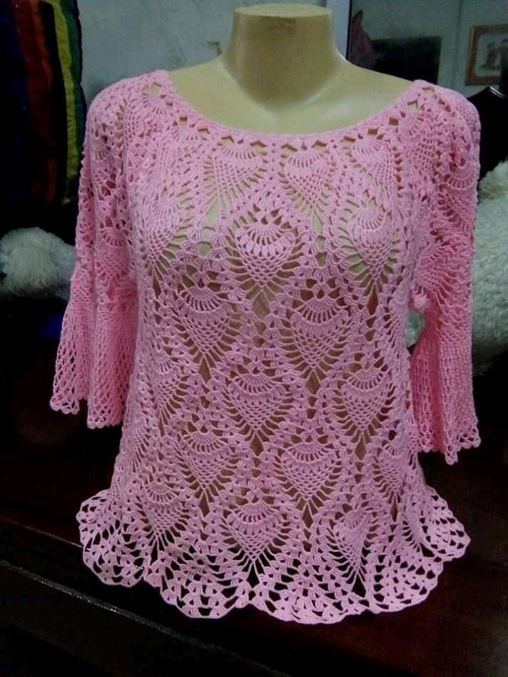 Crochet Pineapple Blouse (Video & Schematic)