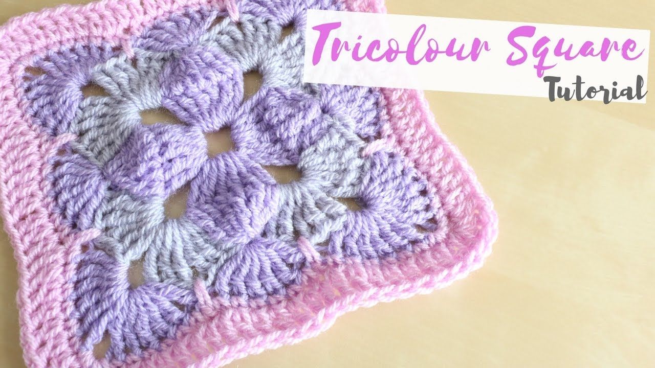 Tricolor Crochet Square (Video Tutorial)