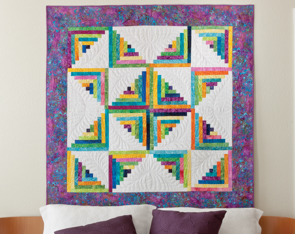 Scrappy Star Log Cabin Quilt