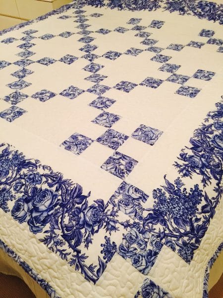 Delft Blue Chaining Nine Patch Quilt