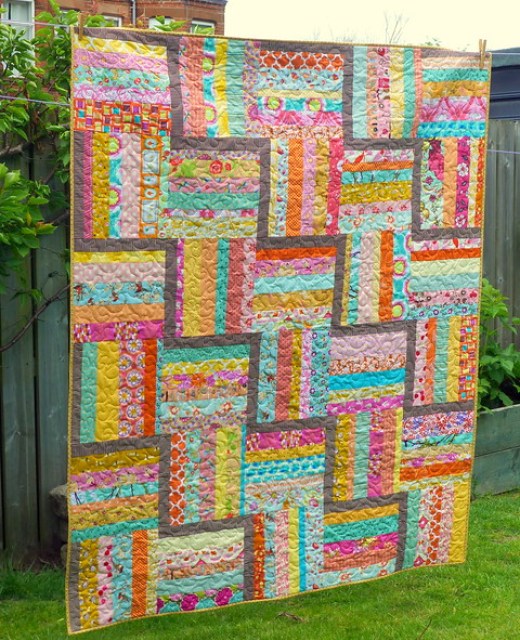 Scrappy Rail Fence Block Quilt