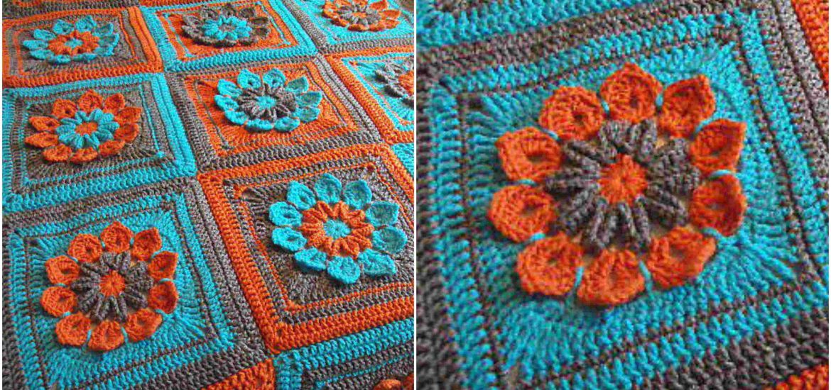 Simple 10-Petal Afghan Square