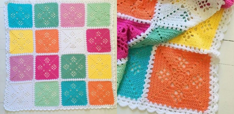 Victorian Lattice Square Crochet Blanket