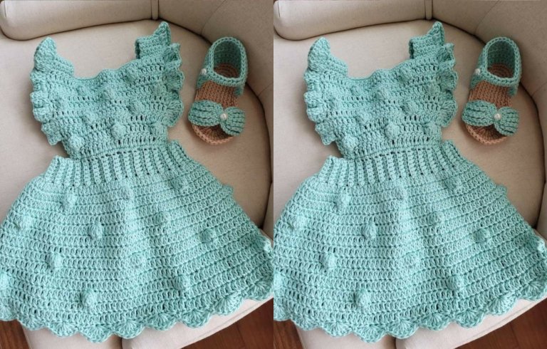 Crochet Bobble Stitch Baby Dress