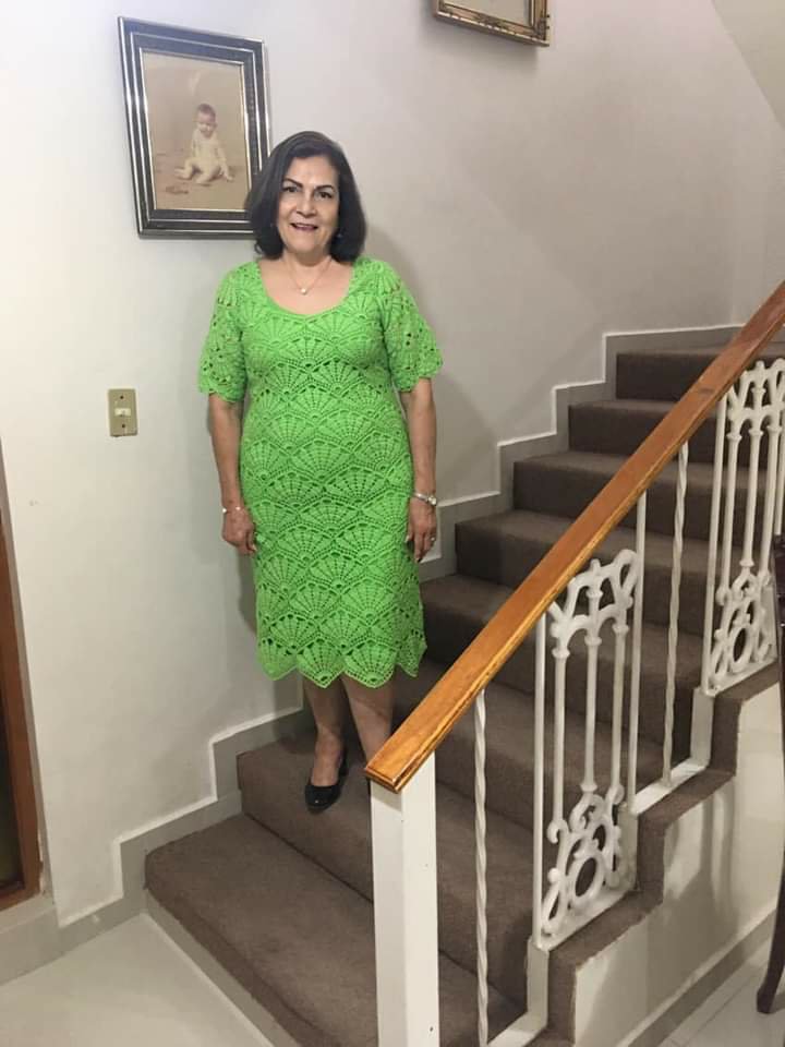 Crochet Gown Using Peacock Stitch
