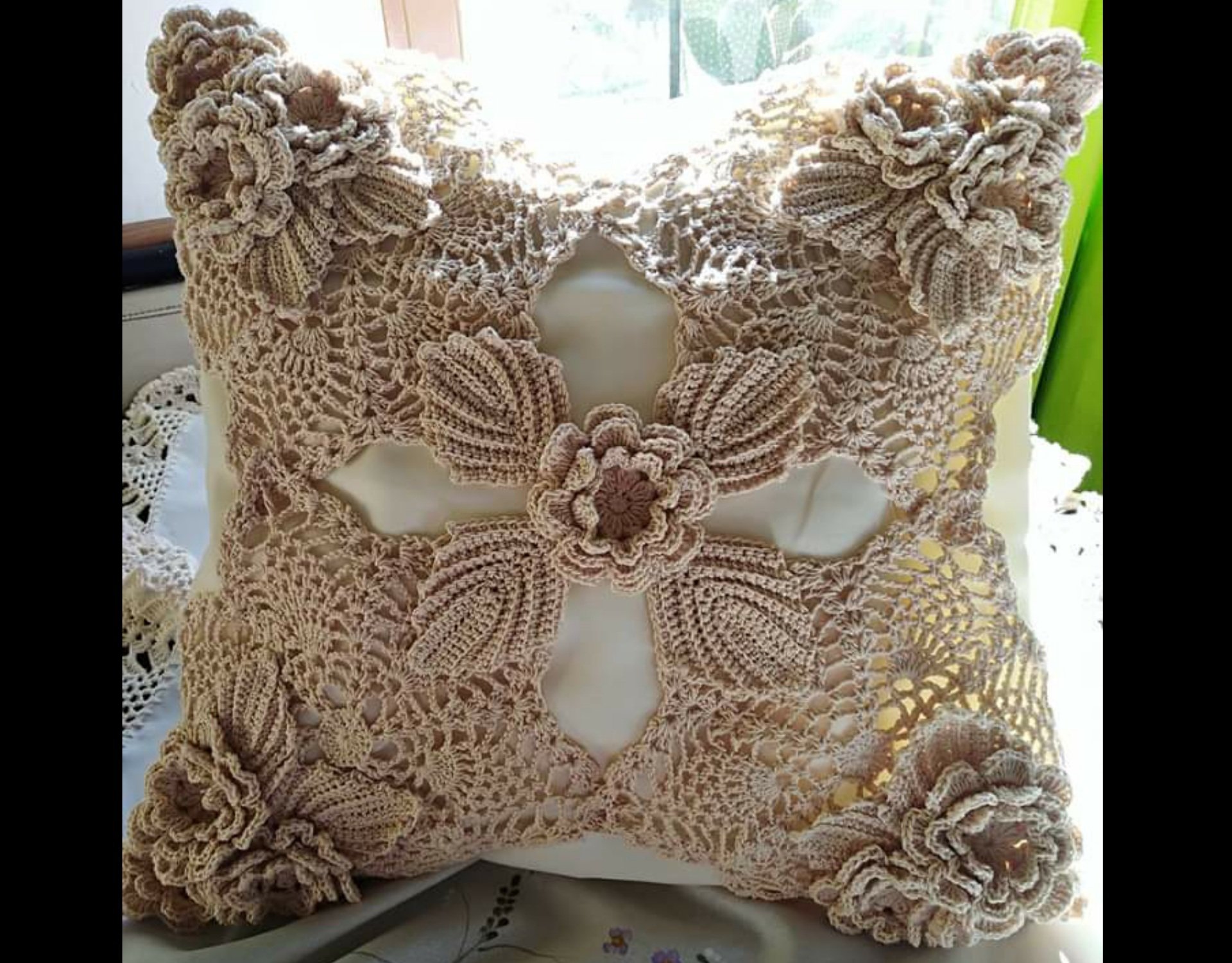 Irish Crochet Cushion Cover