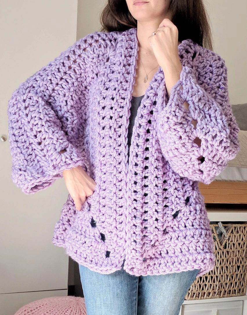 Chunky Hexagon Cardigan – Free Crochet Pattern